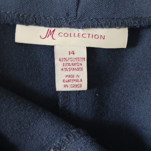 PANTS BY JM COLLECTION DARK BLUE SIZE 14 - Picture 6 of 12